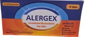 Alergex Levocetirizine Dihydrochloride 5 mg Tablets - 10 Tablets