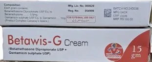 Betawis-G Cream (Betamethasone Dipropionate + Gentamicin Sulphate) - 15 gm - For External Use Only