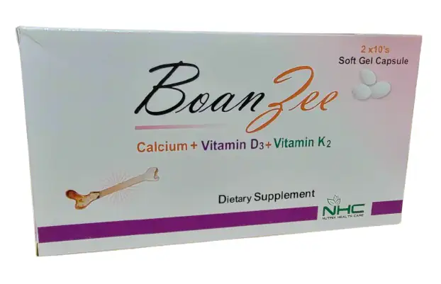 BoanZee (Calcium + Vitamin D3 + Vitamin K2) Soft Gel Capsules – 20 Capsules (2x10's)
