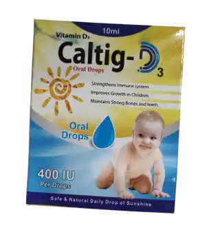 Caltig-D3 Vitamin D3 (Cholecalciferol - 400 IU) Oral Drops - 10 ml - Safe & Natural Daily Drop of Sunshine
