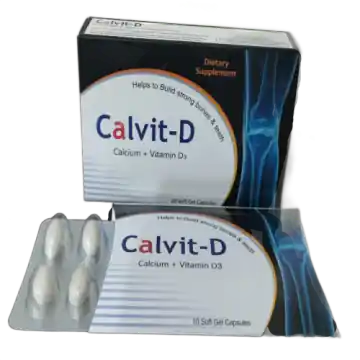 Calvit-D (Calcium Carbonate 800 mg + Vitamin D3 200 I.U.) Soft Gel Capsules - 20 Capsules