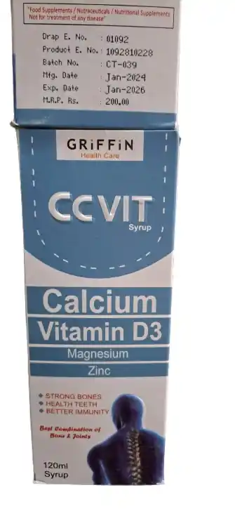 CCVIT Syrup (Calcium + Vitamin D3 + Magnesium + Zinc) - 120 ml