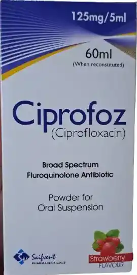 Ciprofoz (Ciprofloxacin) Powder for Oral Suspension 125 mg / 5 ml � 60 ml (Strawberry Flavour)