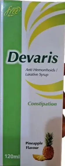 Devaris Anti Hemorrhoids / Laxative Syrup - 120 ml - Pineapple Flavor - Sugar Free