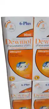 Dewmol (Paracetamol USP) Oral Suspension 250 mg / 5 ml – 90 ml (Orange Flavour) 6-Plus