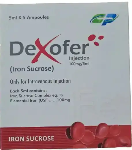 Dexofer (Iron Sucrose) Injection 100 mg / 5 ml – 5 Ampoules