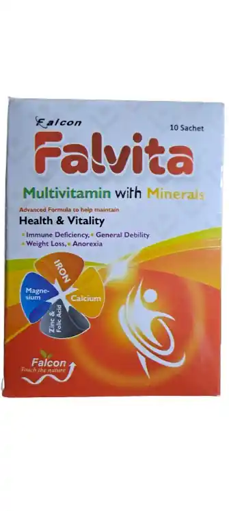 Falvita Multivitamin with Minerals (Iron, Calcium, Zinc, Folic Acid, Magnesium) – 10 Sachets