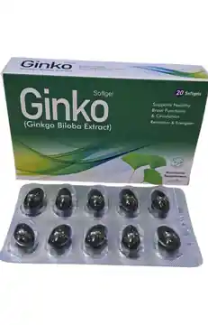 Ginko (Ginkgo Biloba Extract) Softgel (Supports Healthy Brain Functions & Circulation, Revitalizer & Energizer) – 20 Softgels