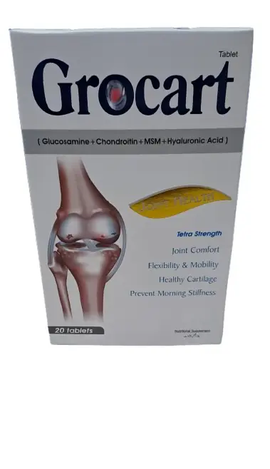 Grocart Tablets (Glucosamine + Chondroitin + MSM + Hyaluronic Acid) Tetra Strength – 20 Tablets