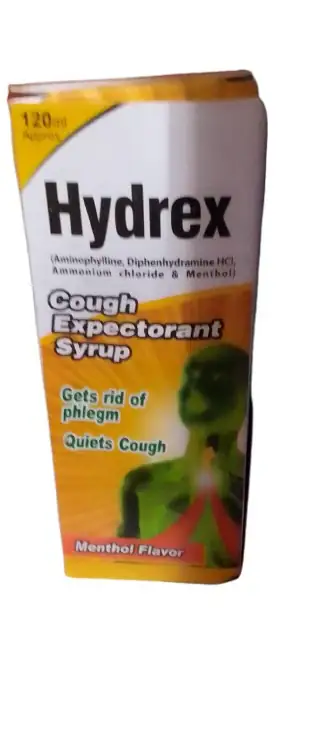 Hydrex Cough Expectorant Syrup 120 ml (Aminophylline, Diphenhydramine HCl, Ammonium Chloride & Menthol)