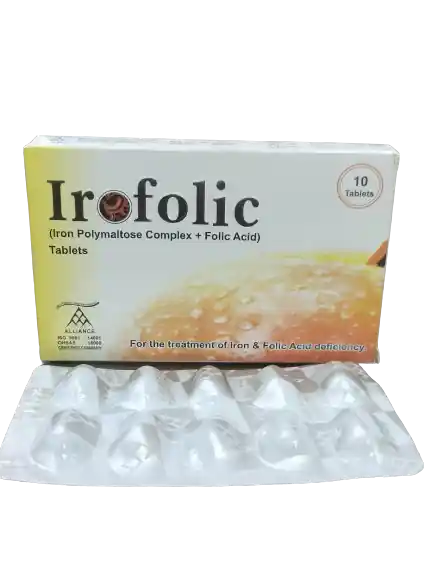 Irofolic (Iron Polymaltose Complex + Folic Acid) Tablets - 10 Tablets - For the treatment of Iron & Folic Acid deficiency