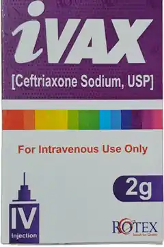 iVAX (Ceftriaxone Sodium USP) 2g IV Injection