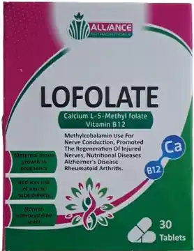 Lofolate Tablets (Calcium L-5 Methyl Folate + Vitamin B12) – 30 Tablets