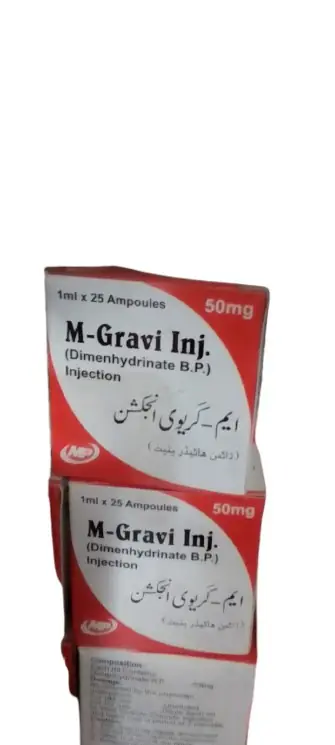M-Gravi Inj. (Dimenhydrinate B.P.) Injection 50 mg / 1 ml – 25 Ampoules