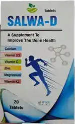 SALWA-D (Calcium + Vitamin D3 + C + Zinc + Magnesium + K2) Tablets - 20 Tablets