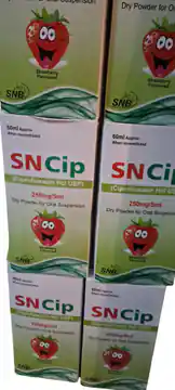 SN-Cip Ciprofloxacin HCl 250 mg/5 ml Dry Powder for Oral Suspension - 60 ml - Strawberry Flavoured